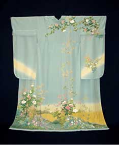 【No.6】水浅葱に芍薬と椿